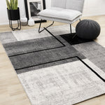 Elise Modern Geometric Area Rug - 8' X 11' - Grey/Black/White