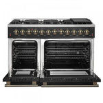 Forno Galiano 48" Black Freestanding Dual Fuel Double Oven Range with True Convection (6.58 Cu. Ft.) - FFSGS6156-48BLK