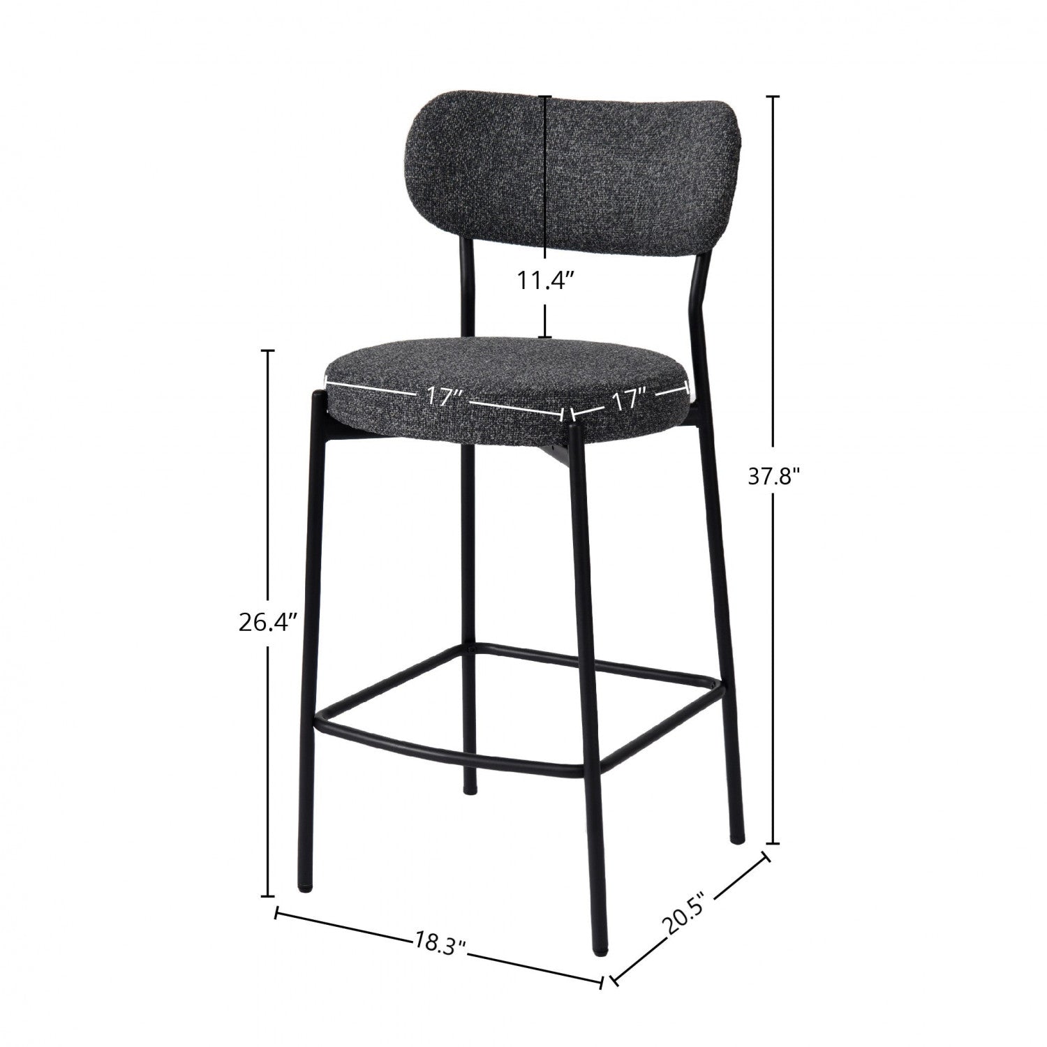 Eldra Counter Stool - Dark Grey - Set of Two
