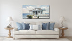 Seaside Cottage Wall Art - Blue/White - 28 X 56