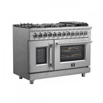 Forno Massimo 48" Stainless Steel Freestanding Dual Fuel Double Oven Range with Air Fry (6.58 Cu. Ft.) - FFSGS6325-48