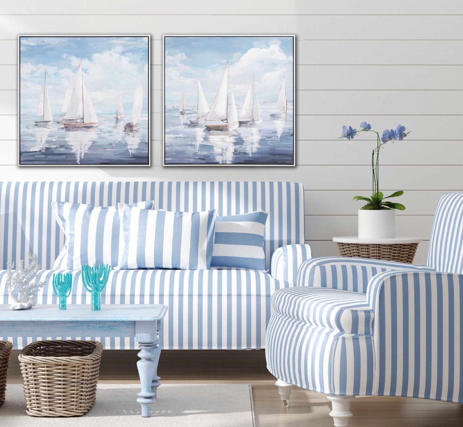 Sails in the Sky I Wall Art - Blue/White - 20 X 20