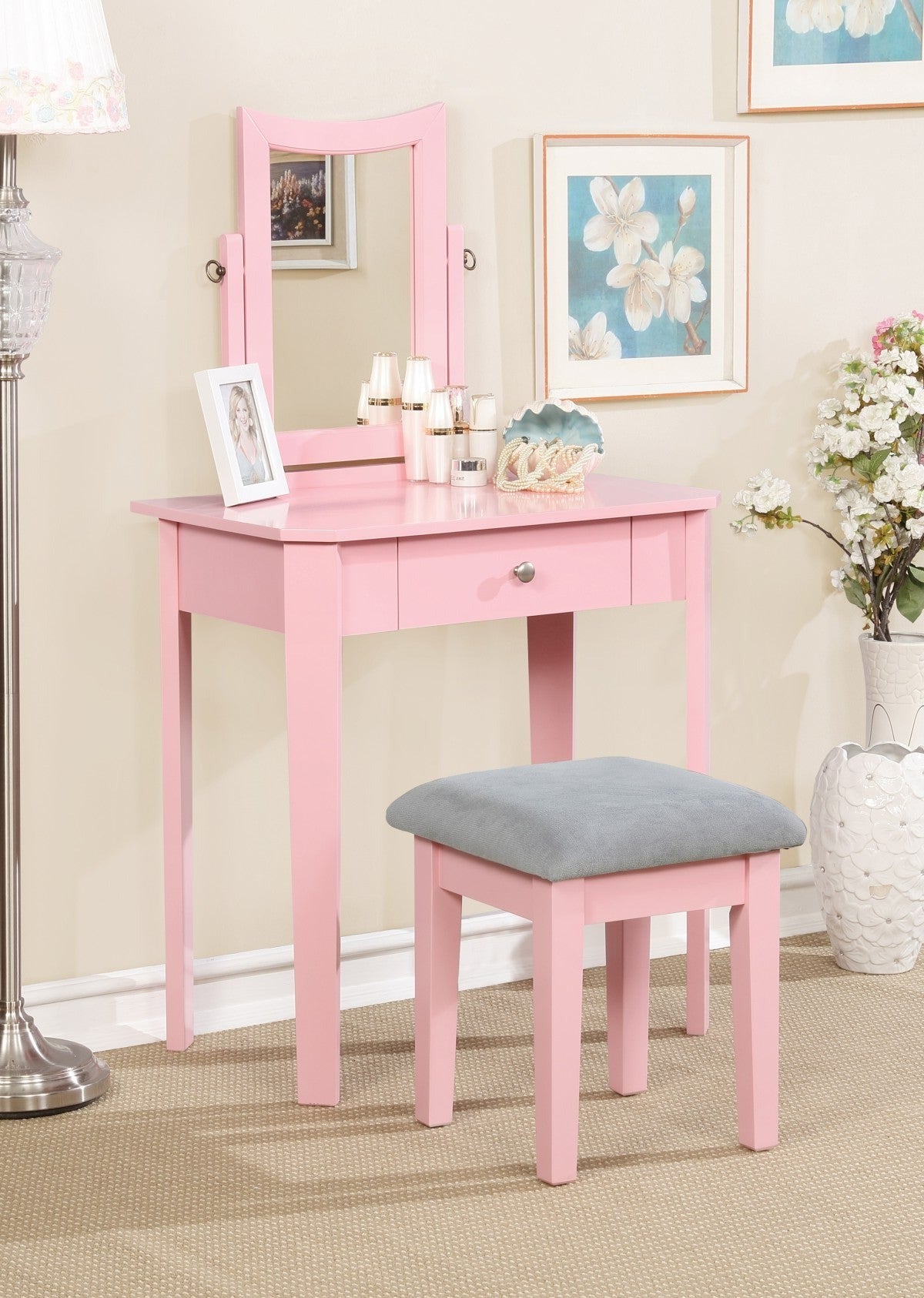 Anabella Vanity with Stool - Pink
