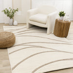Palace Modern Curves Area Rug - 8' X 11' - Cream/Taupe
