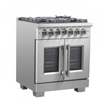 Forno Capriasca 30" Stainless Steel French Door Dual Fuel Range with True Convection (4.32 Cu. Ft.) - FFSGS6387-30