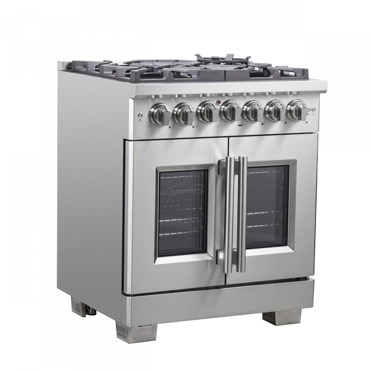 Forno Capriasca 30" Stainless Steel French Door Dual Fuel Range with True Convection (4.32 Cu. Ft.) - FFSGS6387-30