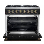Forno Galiano 36" Black Dual Fuel Range with True Convection (5.36 Cu. Ft.) - FFSGS6156-36BLK