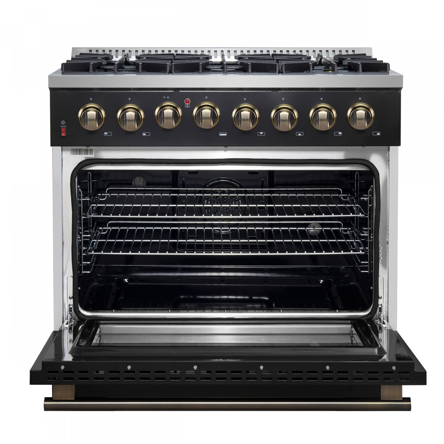 Forno Galiano 36" Black Dual Fuel Range with True Convection (5.36 Cu. Ft.) - FFSGS6156-36BLK