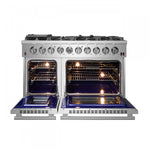 Forno Massimo 48" Stainless Steel Freestanding Double Oven Gas Range with Air Fry (6.58 Cu. Ft.) - FFSGS6239-48