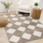 Logan Modern Diamonds Area Rug - 5' X 8' - Brown/Cream
