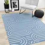 Functional Modern Links Area Rug - 8' X 11' - Blue/Cream