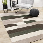 Maui Contemporary Geometric Area Rug - 8' X 11' - Cream/Green
