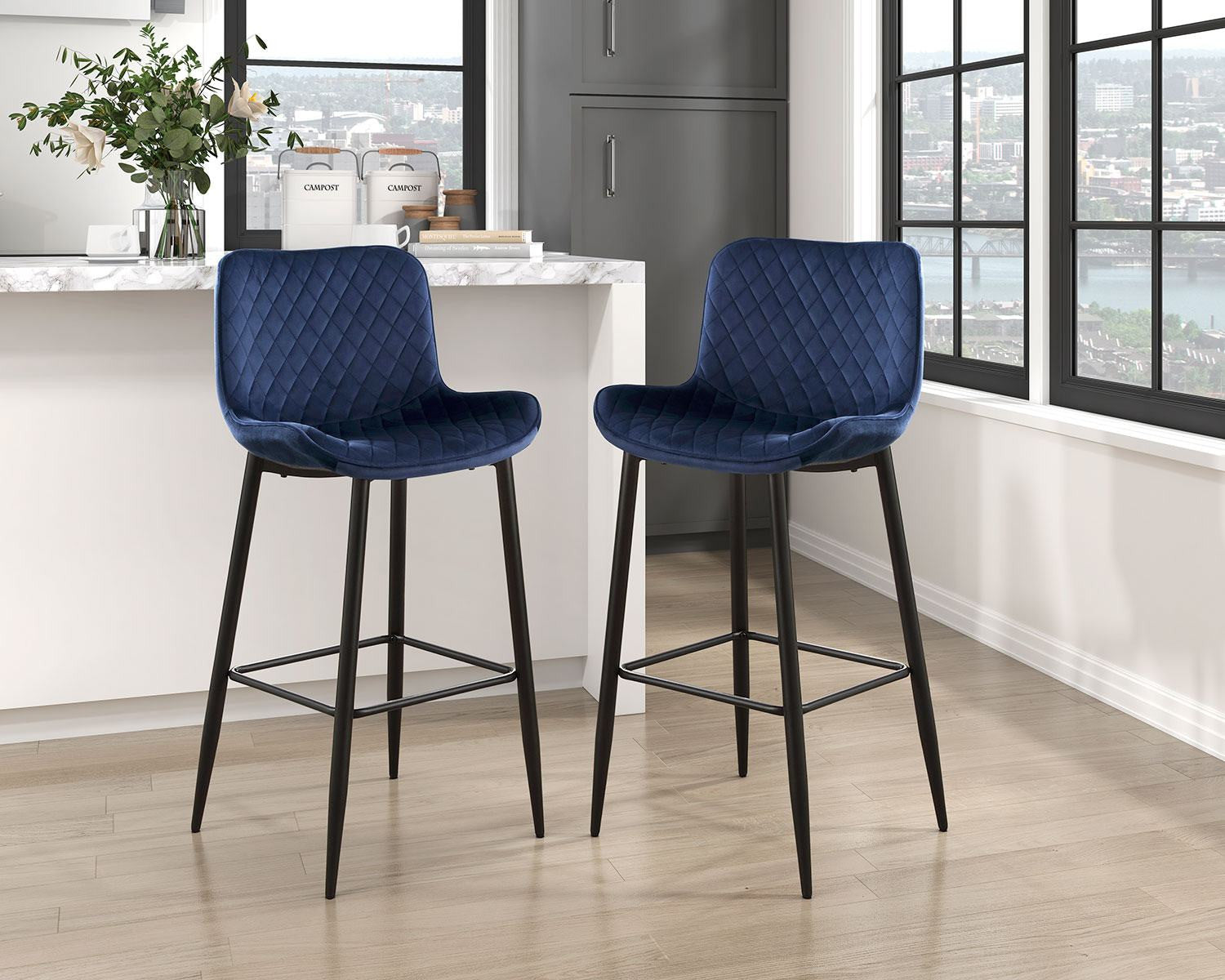 Nya Bar Stool - Blue - Set of Two