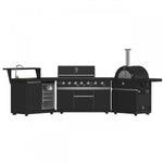 Forno All'Aperto Black Countertop Outdoor Kitchen with 74,600 BTU BBQ, Pizza Oven and Bar Module - FODKT2551BLK