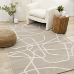 Logan Contemporary Swirls Area Rug - 8' X 11' - Beige/Cream
