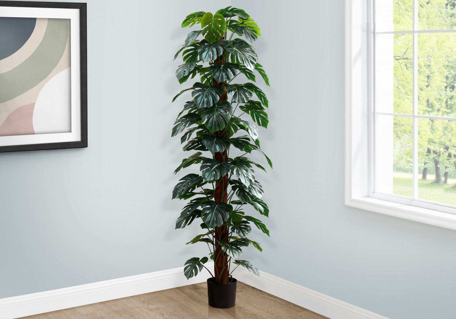 83" Monstera Plant With 8" Black Pot - Green