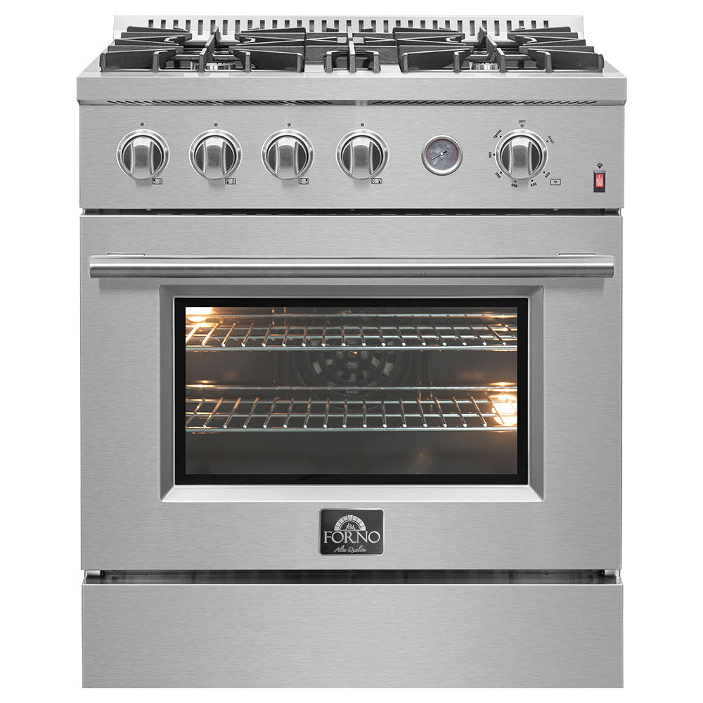 Forno Premium Stainless Steel Kitchen Package with Side-by-Side Refrigerator and Gas Range - FBDL-021-01CAUS