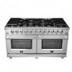 Forno Massimo 60" Stainless Steel Freestanding Double Oven Gas Range with Air Fry (8.64 Cu. Ft.) - FFSGS6239-60