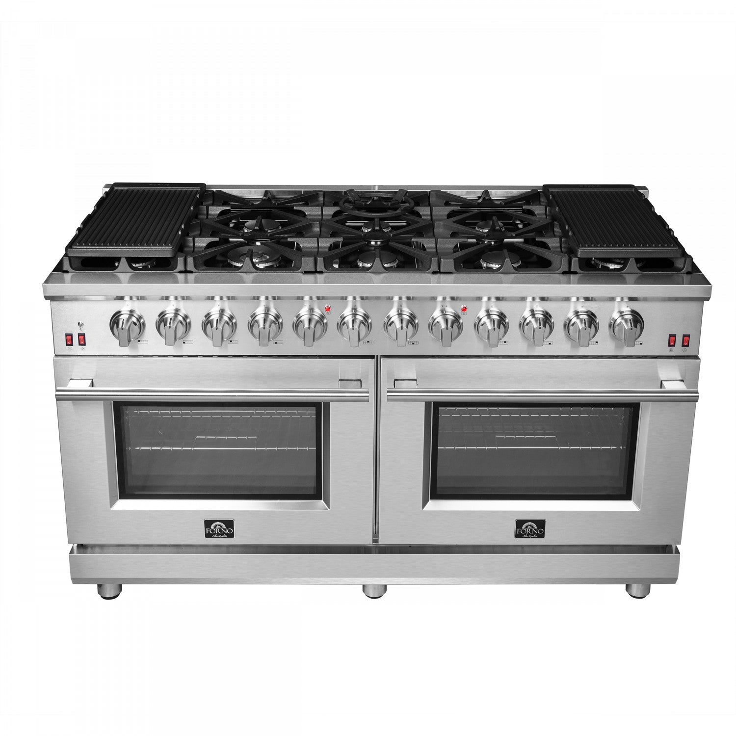 Forno Massimo 60" Stainless Steel Freestanding Double Oven Gas Range with Air Fry (8.64 Cu. Ft.) - FFSGS6239-60