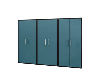 Lunde Storage Cabinet - Matte Black/Aqua Blue - Set of 3