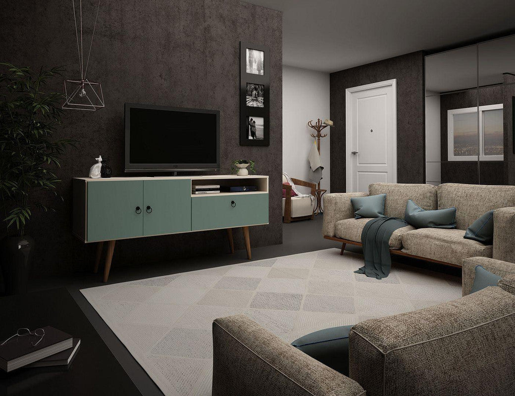 Otuken 54" TV Stand - Off White/Mint Green