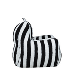 Parker kids black and white striped plush foam chair side profile view
