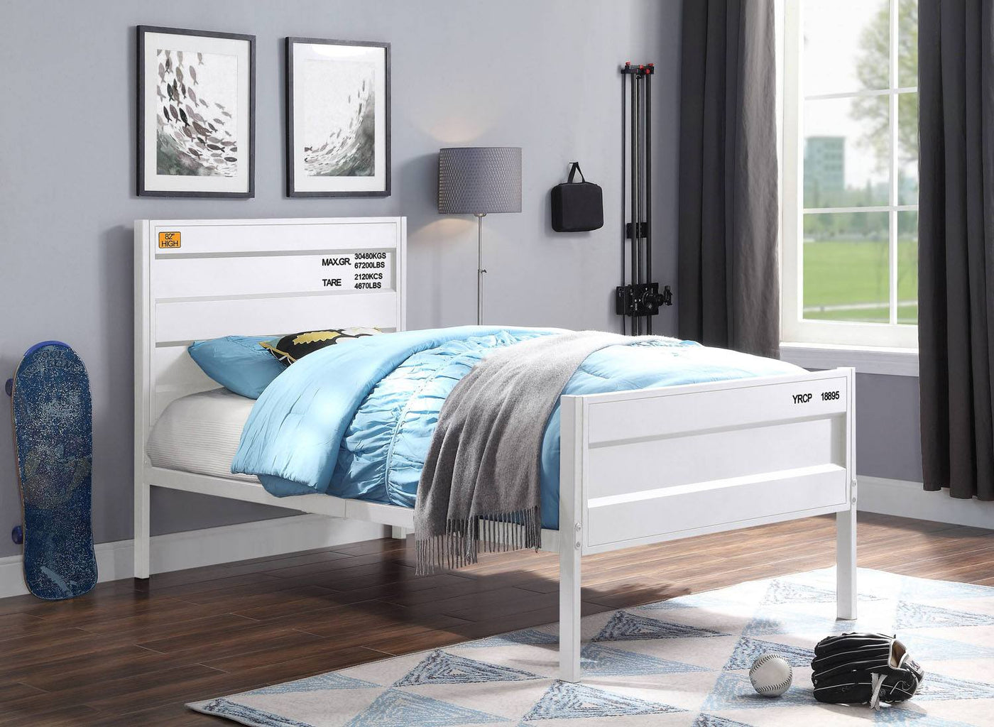 Konto Industrial Full Bed - White