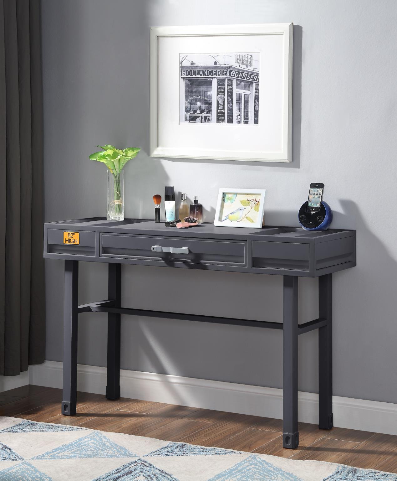 Konto Industrial Office/Vanity Desk - Gunmetal Grey