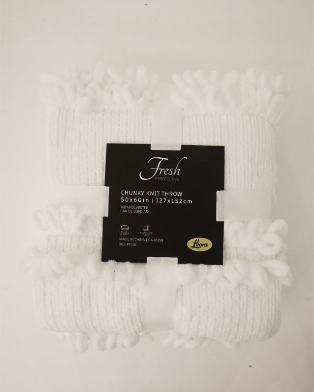 Fresh Perspective Chunk Knit Ivory Throw -Ivory