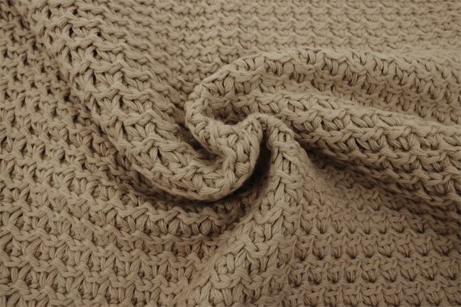 Fresh Perspective Knit Ivory Throw -Light Brown