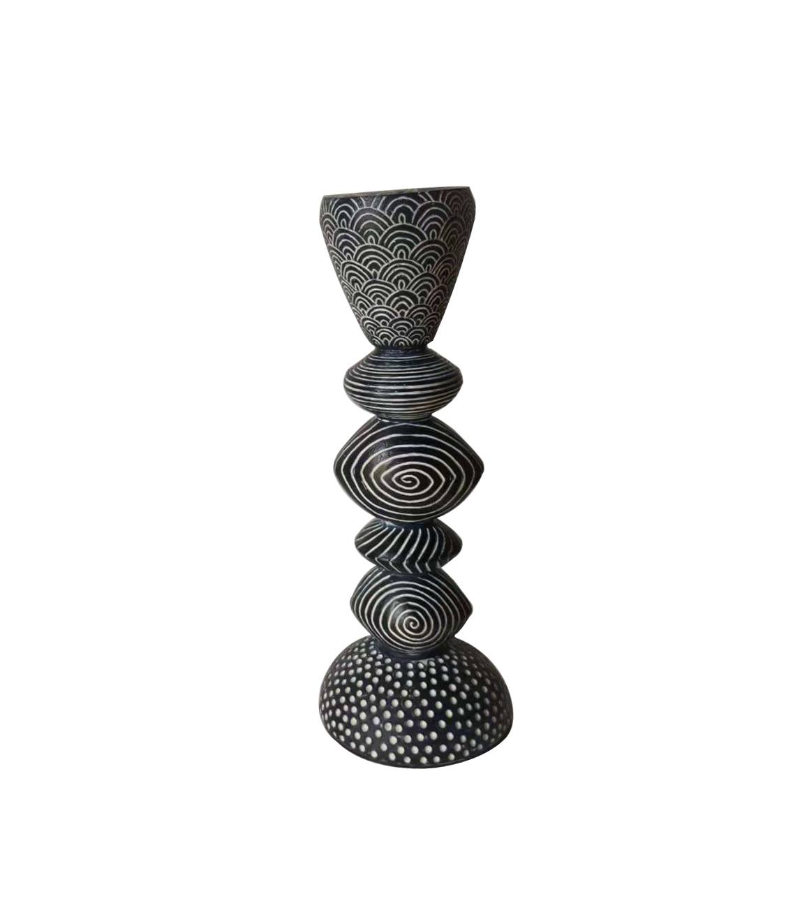 Free Spirit Small Candle Holder - Black, White