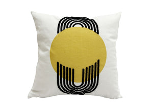 Esprit libre Coussin 18 po x 18 po - moutarde, blanc, noir