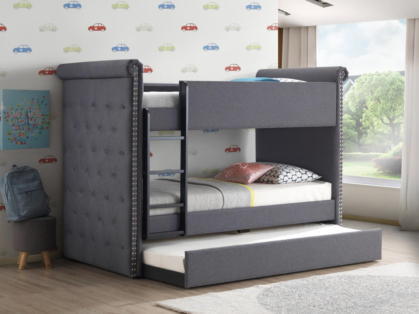 Jamboree Twin Bunk Bed with Trundle – Grey