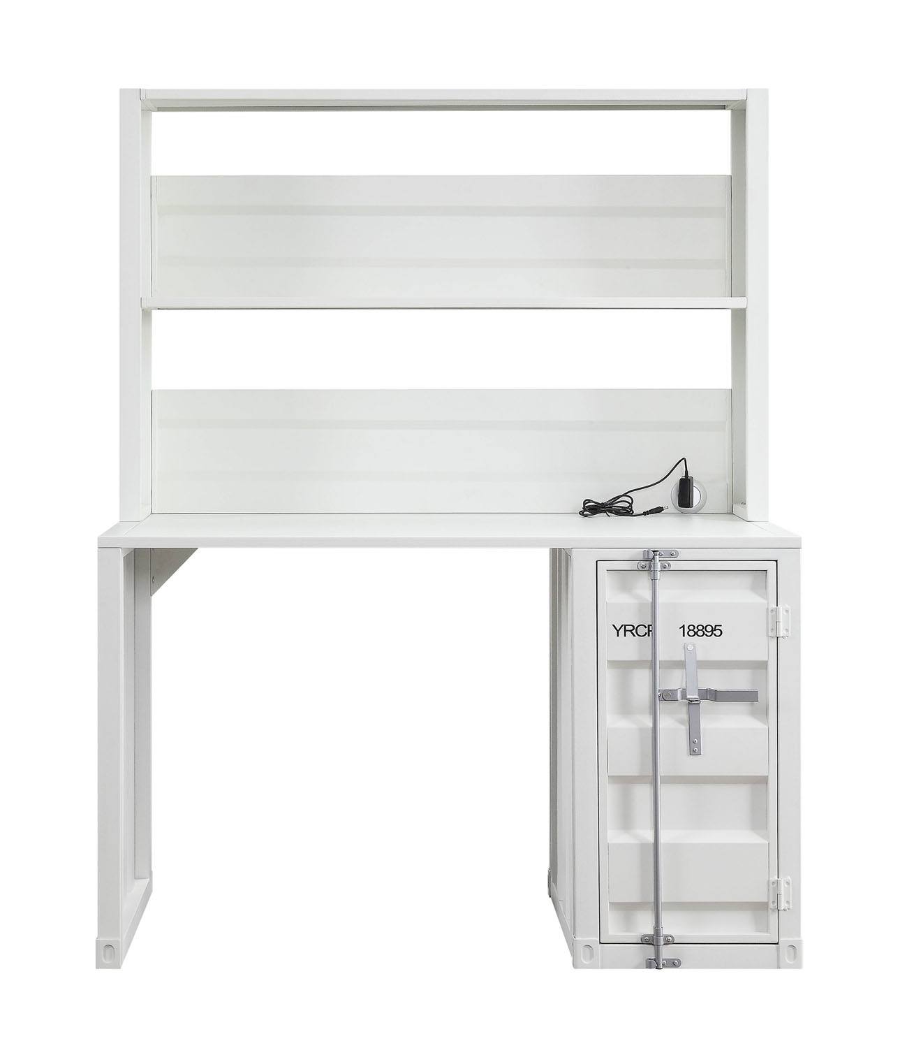 Konto Industrial Desk and Hutch - White