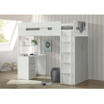 Mangana Twin Loft Bed with Bookcase - White/Grey