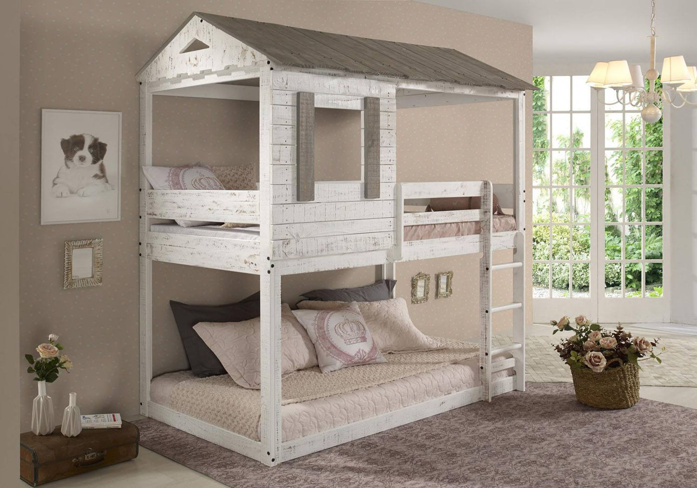 Aldgate Rustic Treehouse Twin Bunk Bed - White