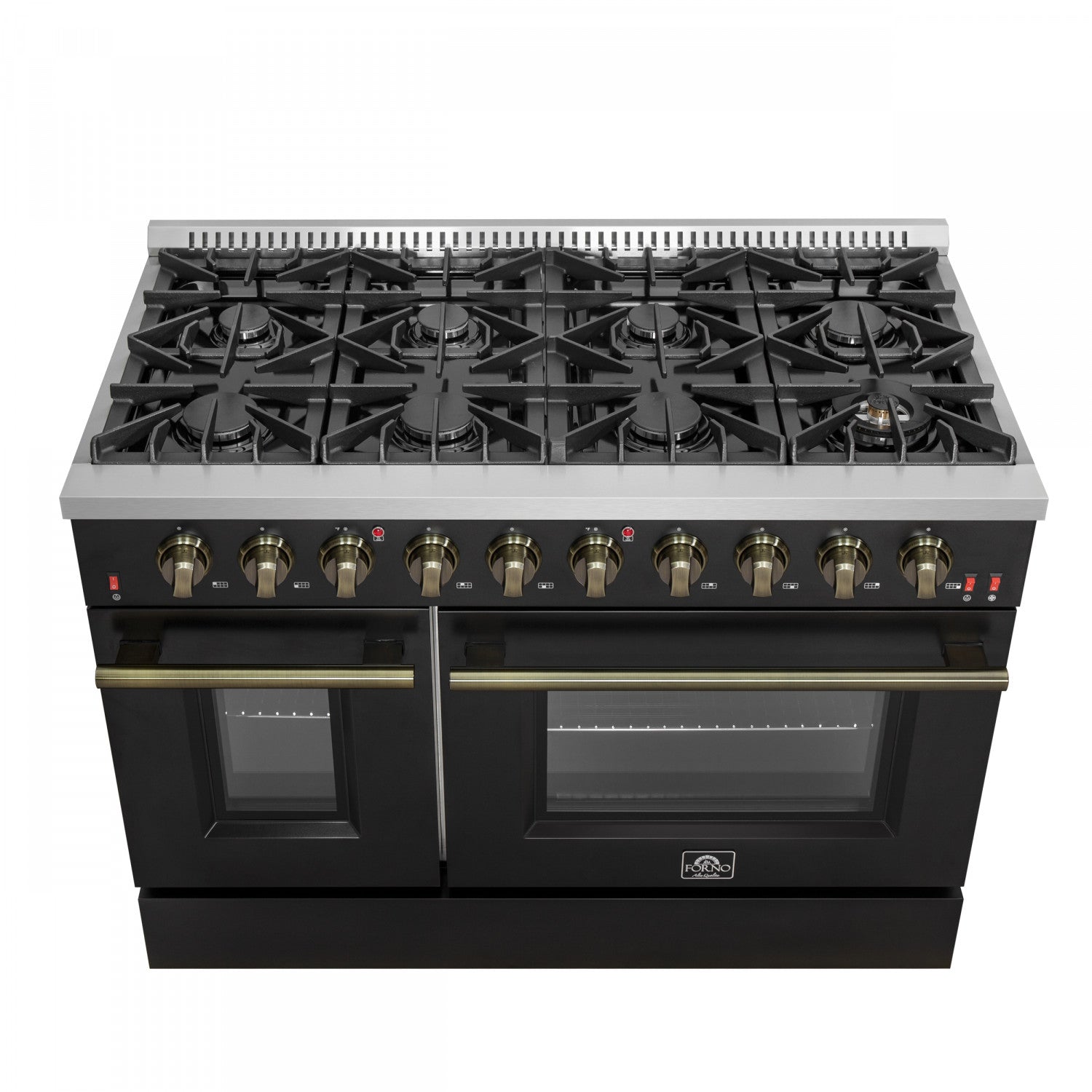 Forno Galiano 48" Black Freestanding Double Oven Gas Range (6.58 Cu. Ft.) - FFSGS6244-48BLK