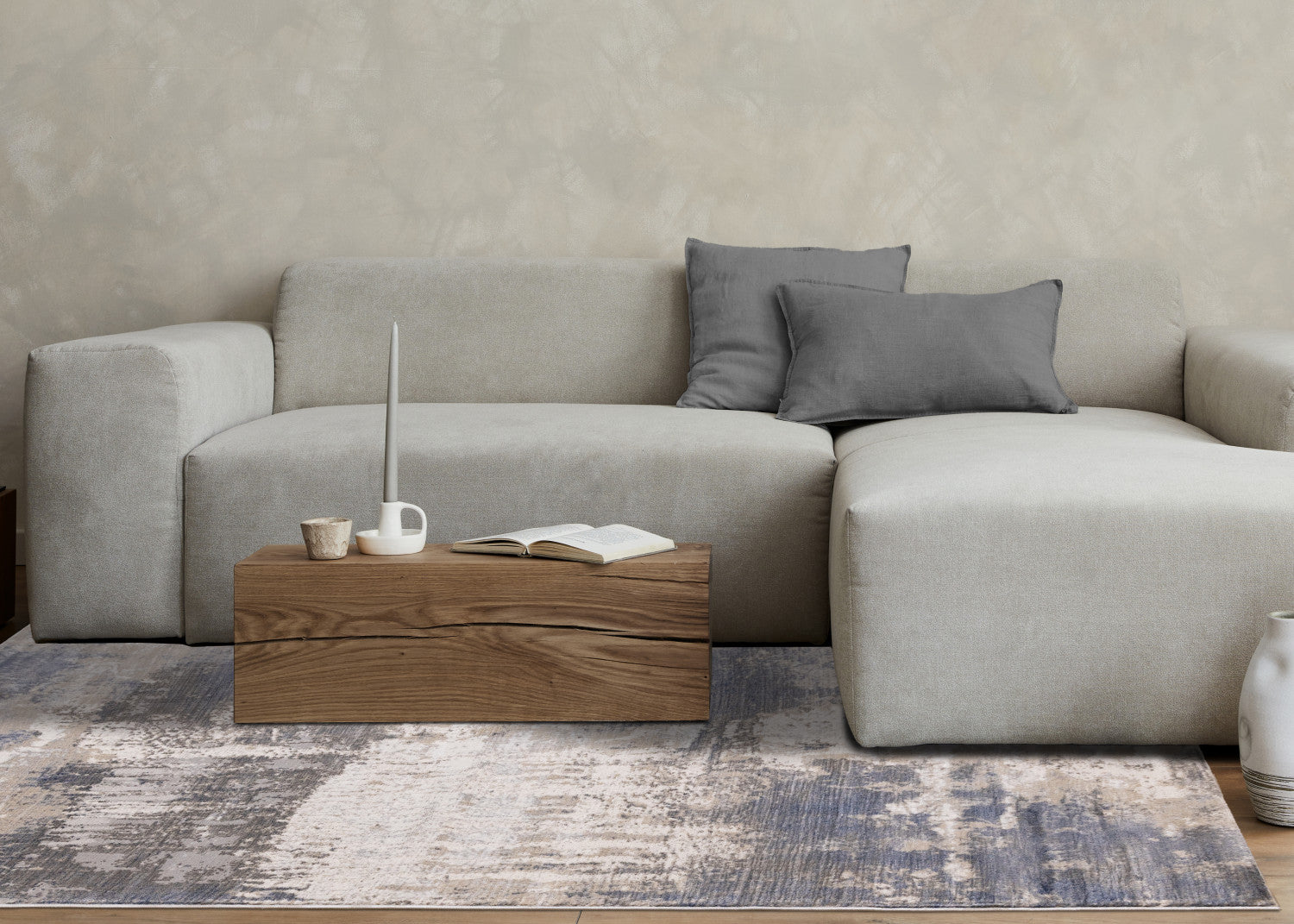 Logan Casual Contemporary Area Rug - 8' X 11' - Cream/Blue/Grey