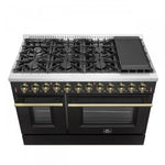 Forno Galiano 48" Black Freestanding Dual Fuel Double Oven Range with True Convection (6.58 Cu. Ft.) - FFSGS6156-48BLK