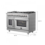 Forno Massimo 48" Stainless Steel Freestanding Dual Fuel Double Oven Range with Air Fry (6.58 Cu. Ft.) - FFSGS6325-48