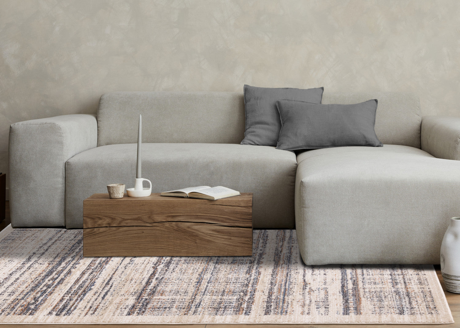 Sadie Casual Contemporary Area Rug - 8' X 11' - Grey/Beige