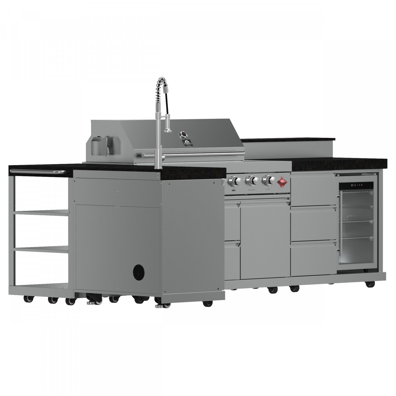 Forno Bulnes Black Countertop Outdoor Kitchen with 40" 84,000 BTU BBQ and Beverage Centre - FODKT2520BLK
