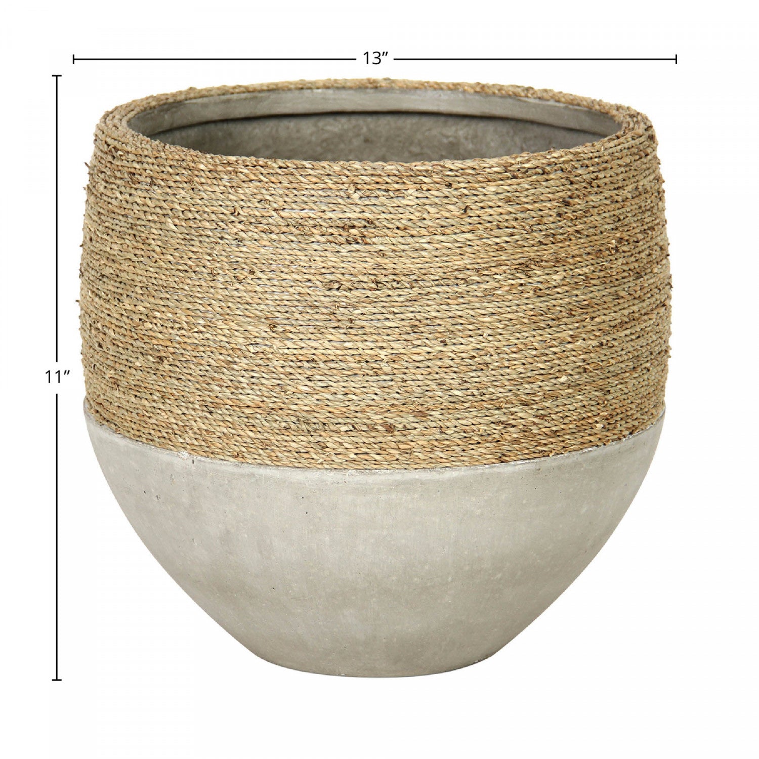 Wynmere Mixed Grass And Concrete Pot - Grey/Beige