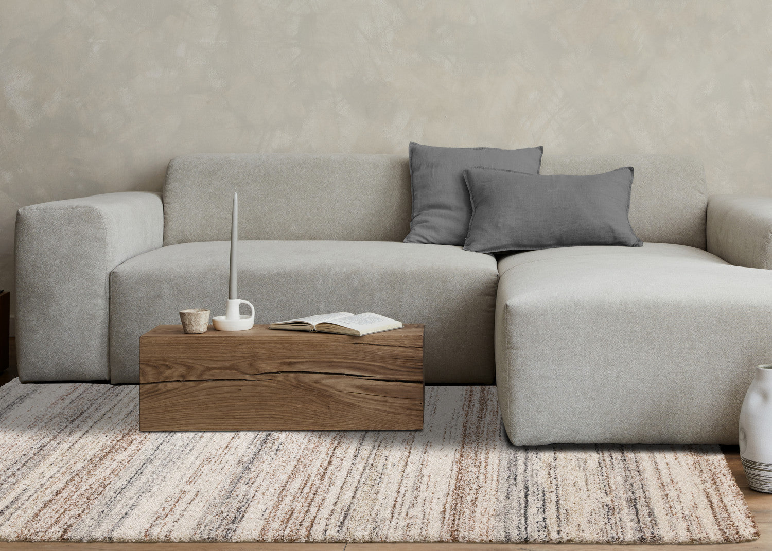 Marquee Soft Contemporary Area Rug - 5' X 8' - Cream/Rust