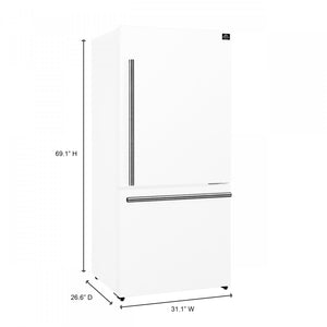 Forno Milano 31" 17.2 Cu.Ft. White Bottom Freezer Refrigerator with Right Swing Door - FFFFD1785-31WHT
