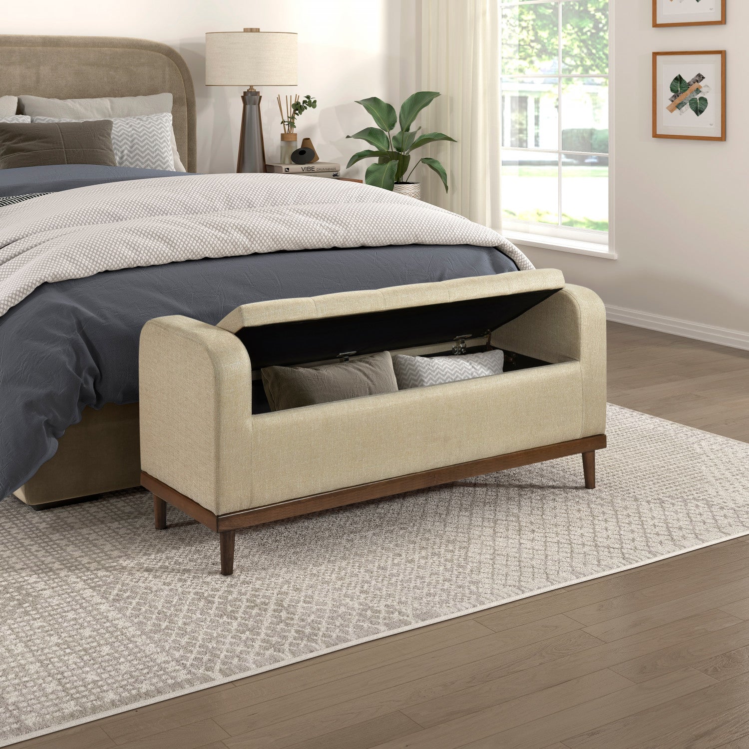 Elayne Ottoman Bench - Light Brown