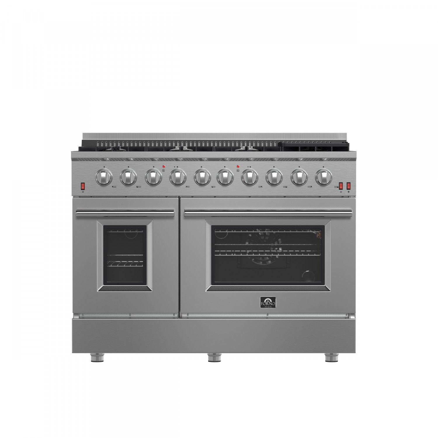 Forno Premium Stainless Steel Kitchen Package with 48" Gas Range, 2 28" Convertible Refrigerator/Freezer and 48" Range Hood - FBDL-018-04CAUS