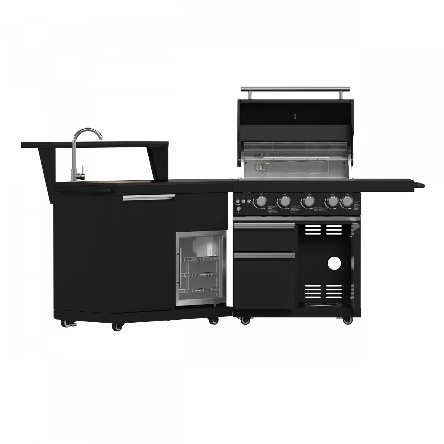 Forno All'Aperto Black Countertop Outdoor Kitchen with 62,600 BTU BBQ and Beverage Centre - FODKT2582BLK
