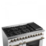 Forno Galiano 48" White Freestanding Dual Fuel Double Oven Range with True Convection (6.58 Cu. Ft.) - FFSGS6156-48WHT