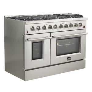 Forno Galiano 48" Stainless Steel Freestanding Double Oven Gas Range (6.58 Cu. Ft.) - FFSGS6244-48
